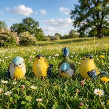 4er Set Niedliche Meisen klein ca. 5 cm - Dekofigur